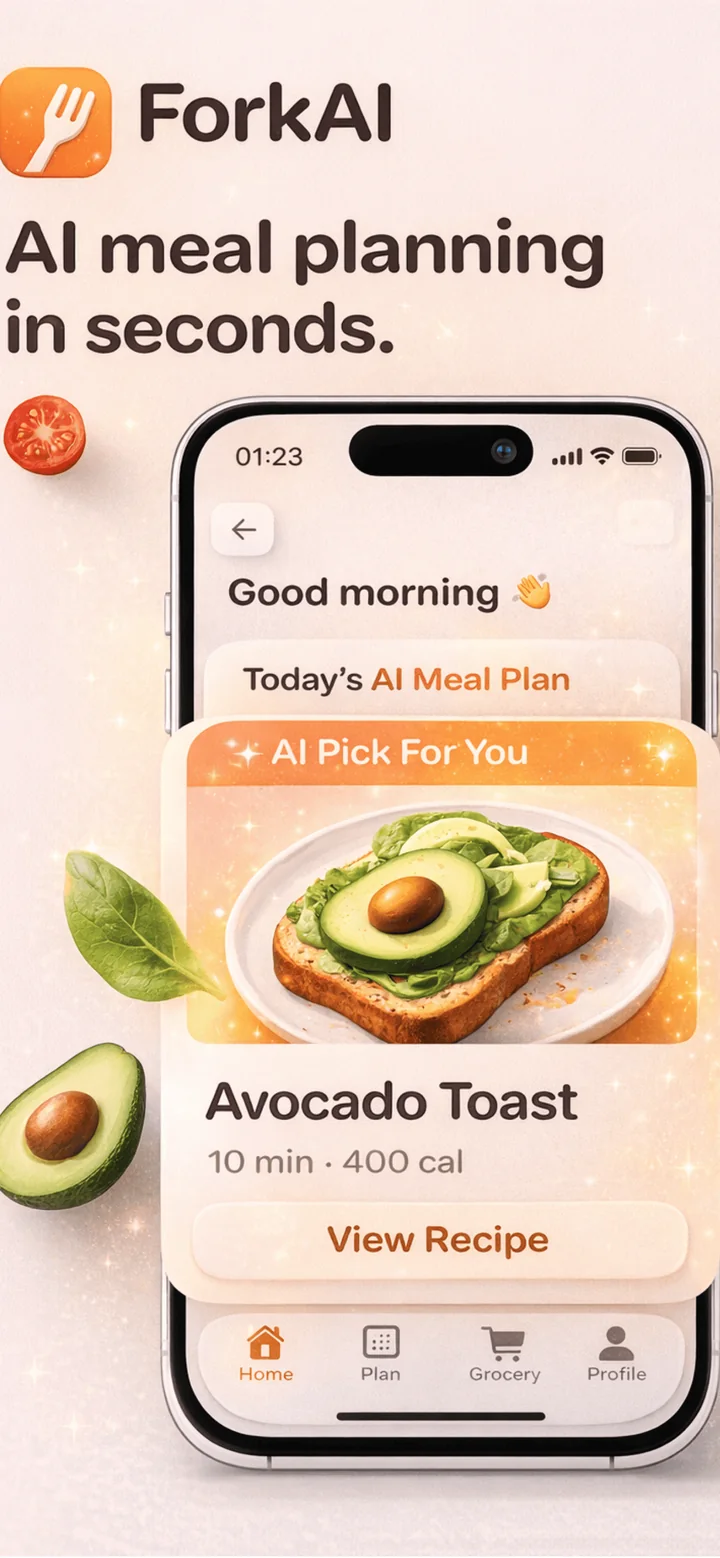 ForkAi App Store page: AI meal planning in seconds