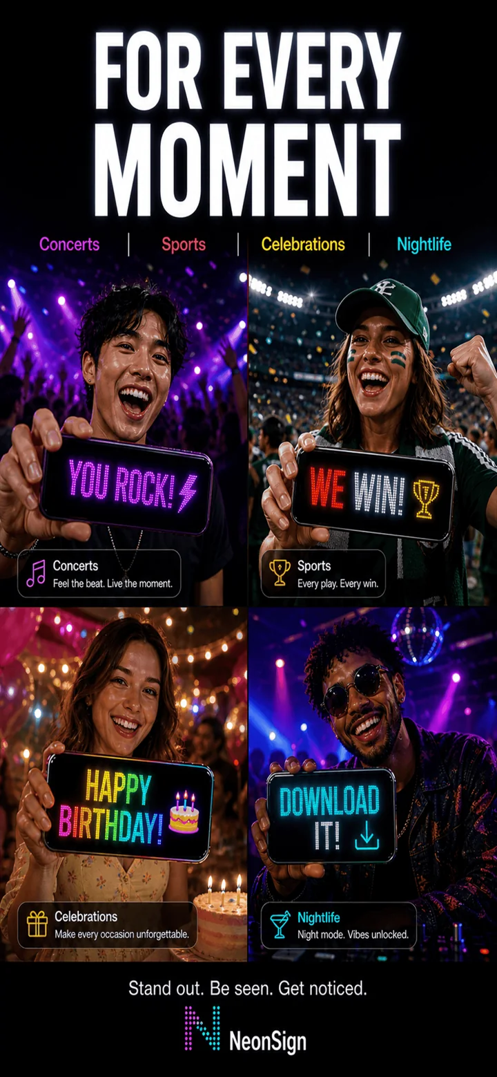 LED Banner App Store page: scrolling neon signs for every moment