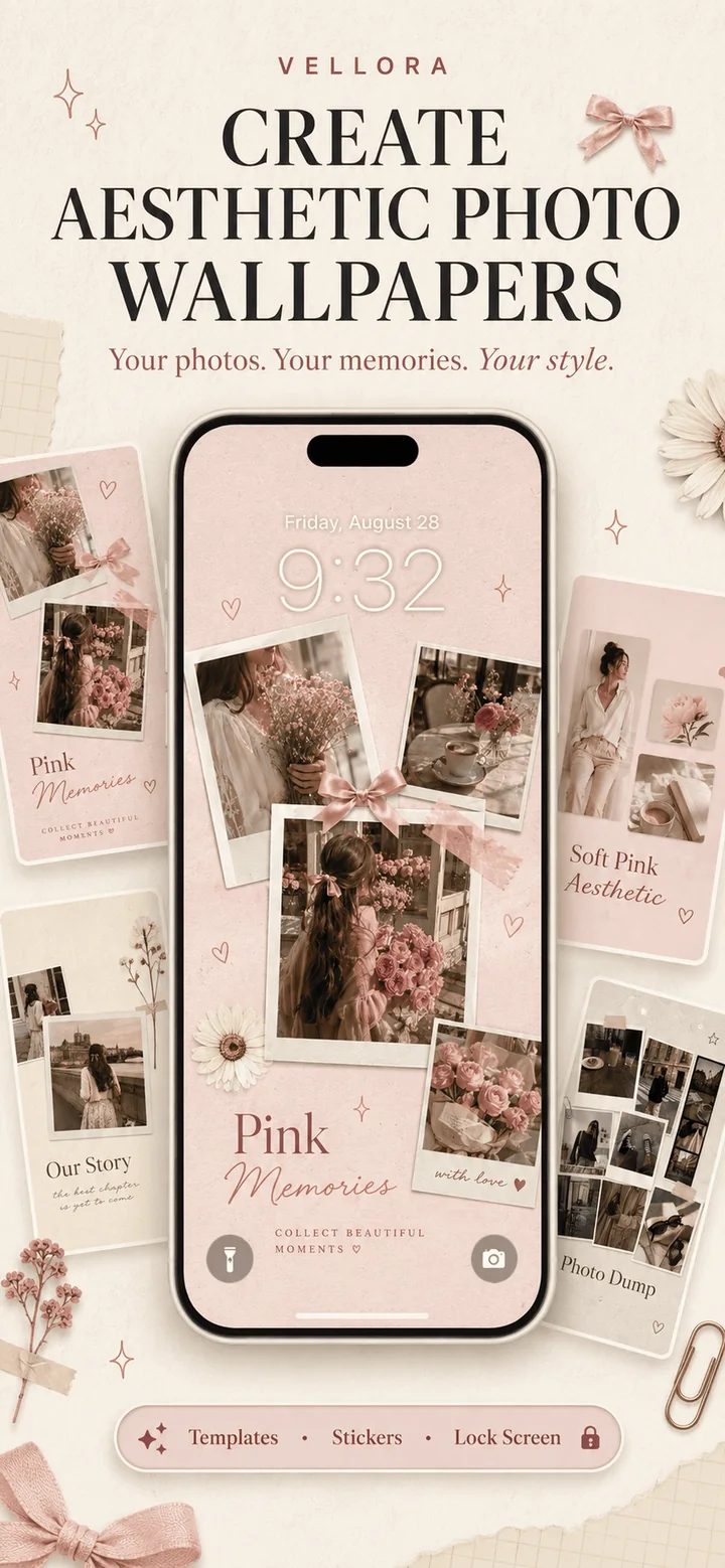 Vellora App Store page: create aesthetic photo wallpapers